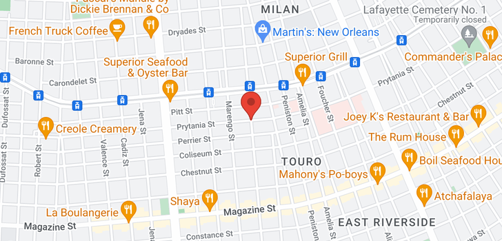 map of 2905 PRYTANIA Street New Orleans LA 70115